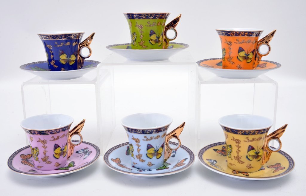 6 Demi-Tasse Butterfly Cups & Saucers (1 of 1)