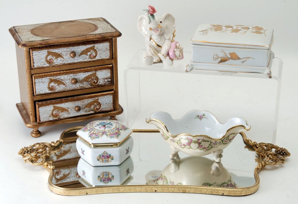 Mirror Tray, Lenox Elephant, Music Box & China (1 of 7)