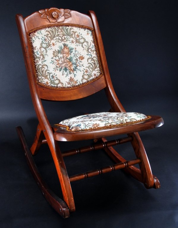 Folding Fireside Rocker: 29.5" center back height.