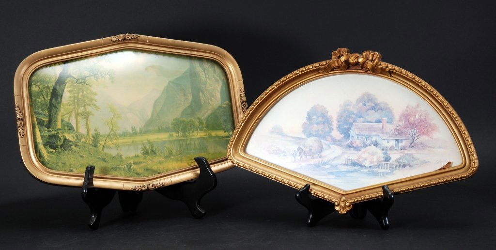 Vintage Frame w/Yosemite Valley Plus: By Albert Bierstadt, N.Y. (11" x 16") w/convex glass and newer fan frame w/print.