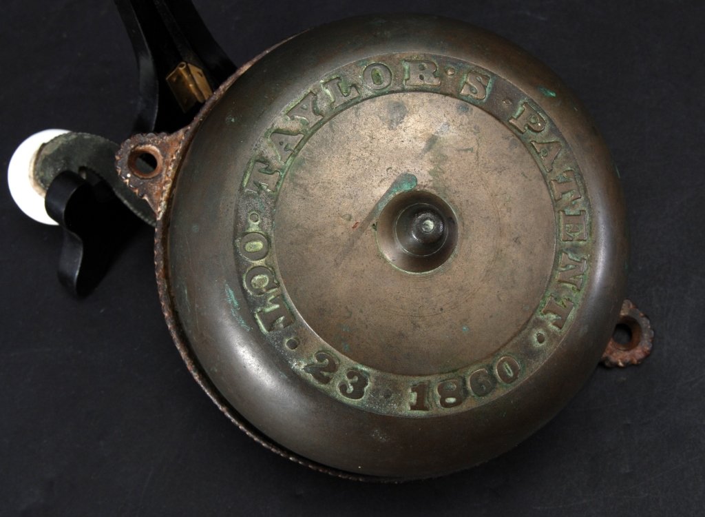 Taylors Antique Doorbell: Pat. Oct. 23, 1860, 5" D.