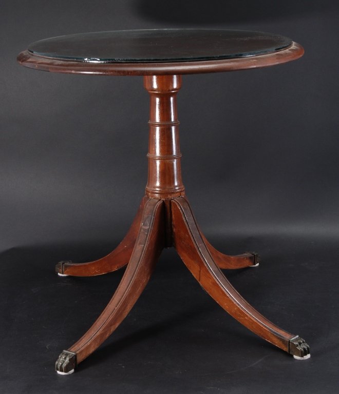 Glass Top Mahogany Oval Side Table (1 of 3)