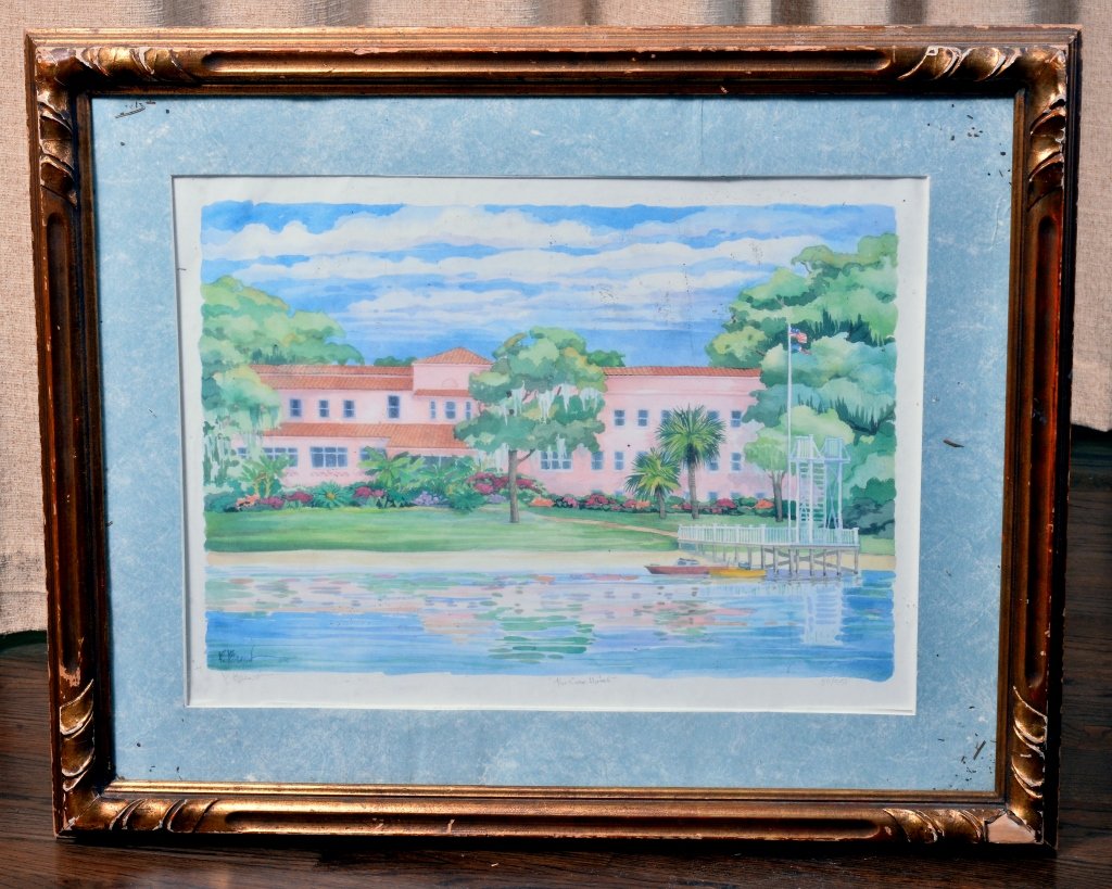 Paul Brent Picture The Cove Hotel: Framed under glass, 26" T x 32" W, Ltd. Ed. 77/950, pencil signed.