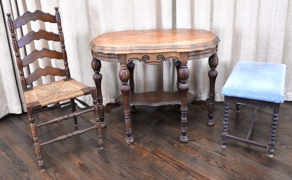 Vintage Table, Ladder Back Chair & Bench (1 of 4)
