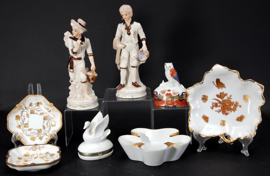 Ceramics w/Gold Trim Figurines, Boxes, Dishes (1 of 7)