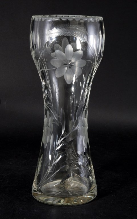 Cut Glass Vase: 11.5" T.