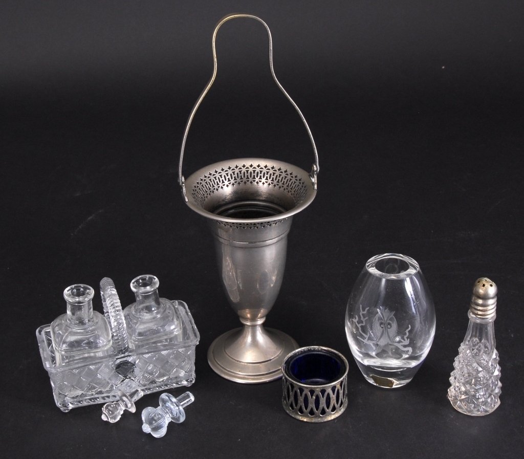 Small Crystal & Silver Vases & Glass Condiments (1 of 4)