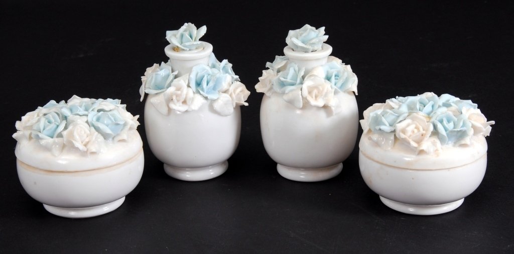 Blue & White Floral Covered Dresser Boxes & Jars (1 of 6)