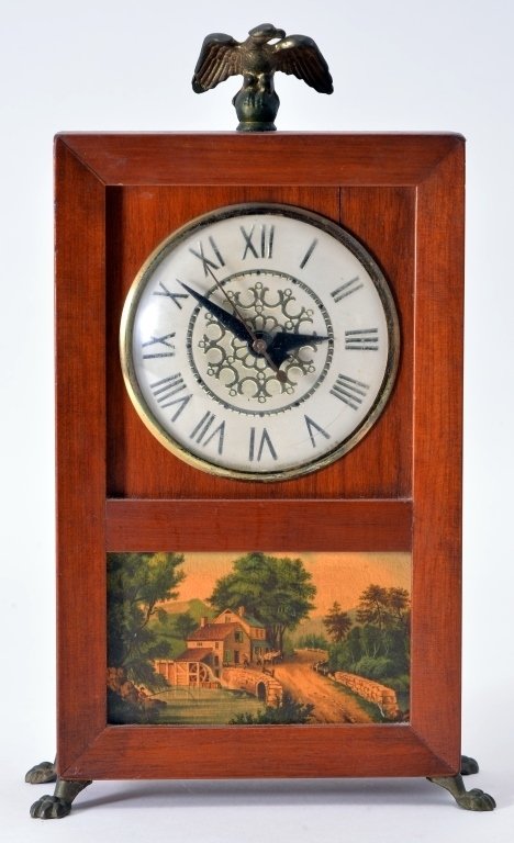 Diminutive Lanshire Landscape Clock w/Eagle Finial (1 of 4)