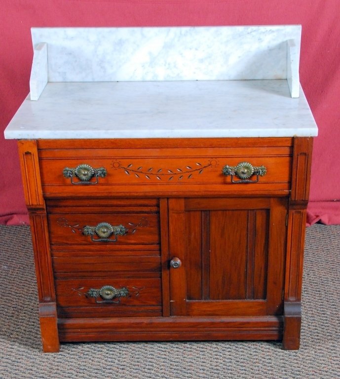 Victorian Washstand w/Marble Top & Full Backsplash (1 of 3)