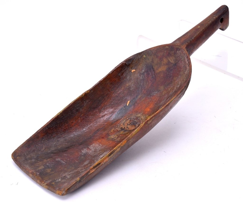 Antique Large Handmade Wood Grain Scoop (1 of 2)