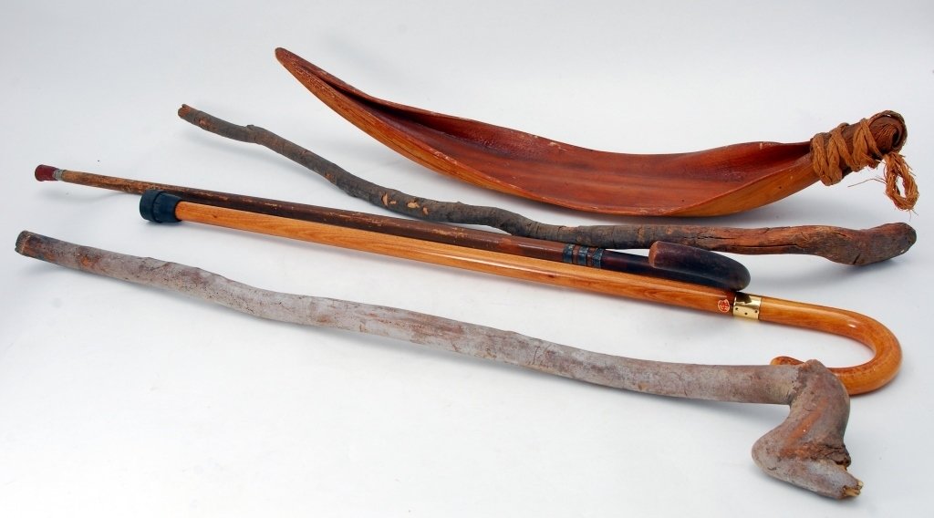 4 Primitive/Vintage Walking Canes & Banana Boat (1 of 3)