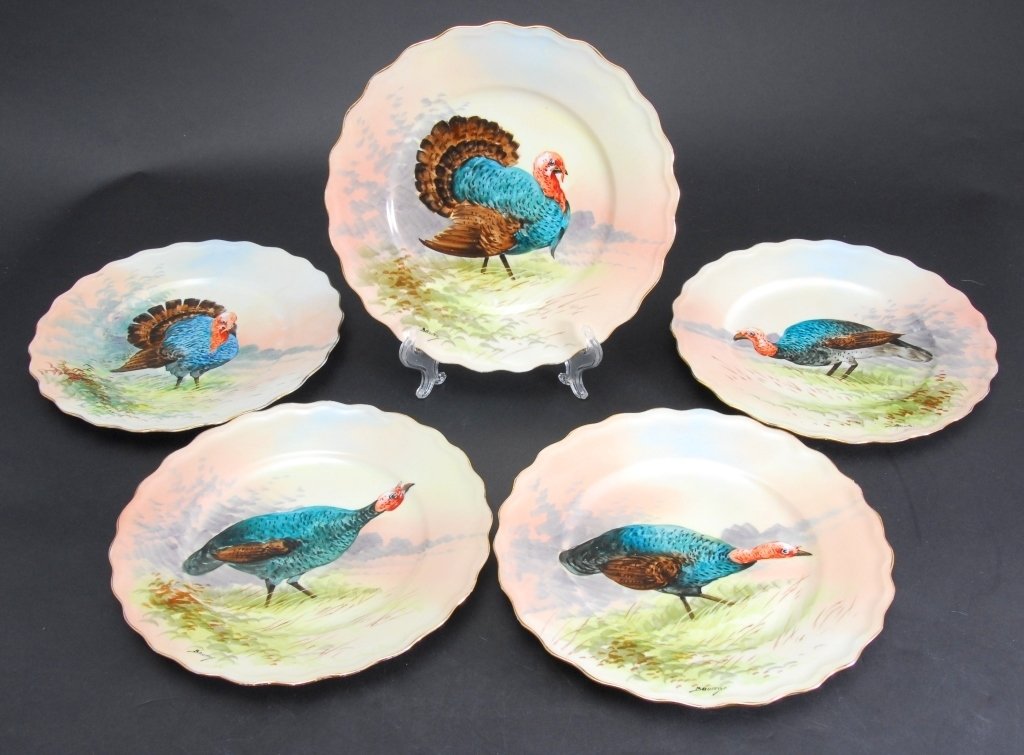 5 Blakeman & Henderson Limoges Turkey Plates (1 of 3)