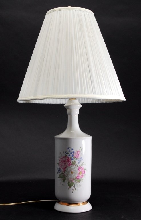 White Ceramic Lamp w/Pleated Shade (1 of 2)