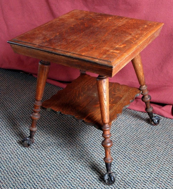 Antique Oak Side Table w/Claw & Glass Ball Feet (1 of 6)