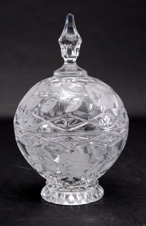 Pressed & Etched Covered Candy Dish (1 of 3)