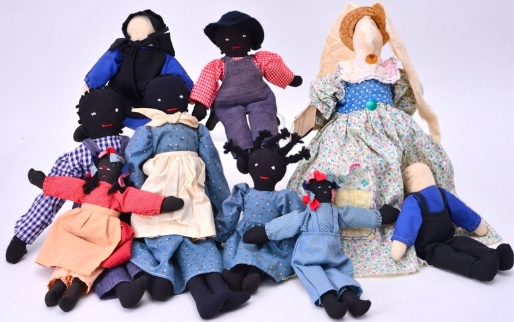 Handmade Dolls: Inc. Denali Dolls bunny from Alaska, Amish, African American family.