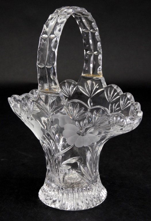 Princess House Lead Crystal Basket w/Handle