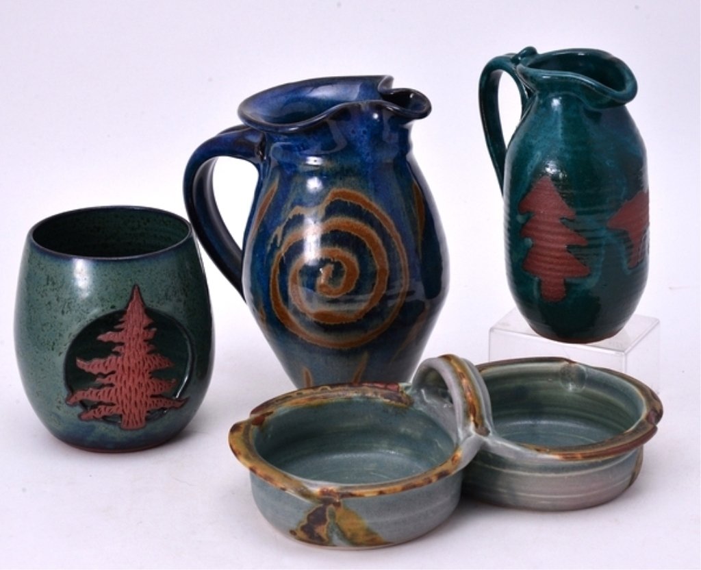 Blue & Green Pottery Lot (1 of 2)