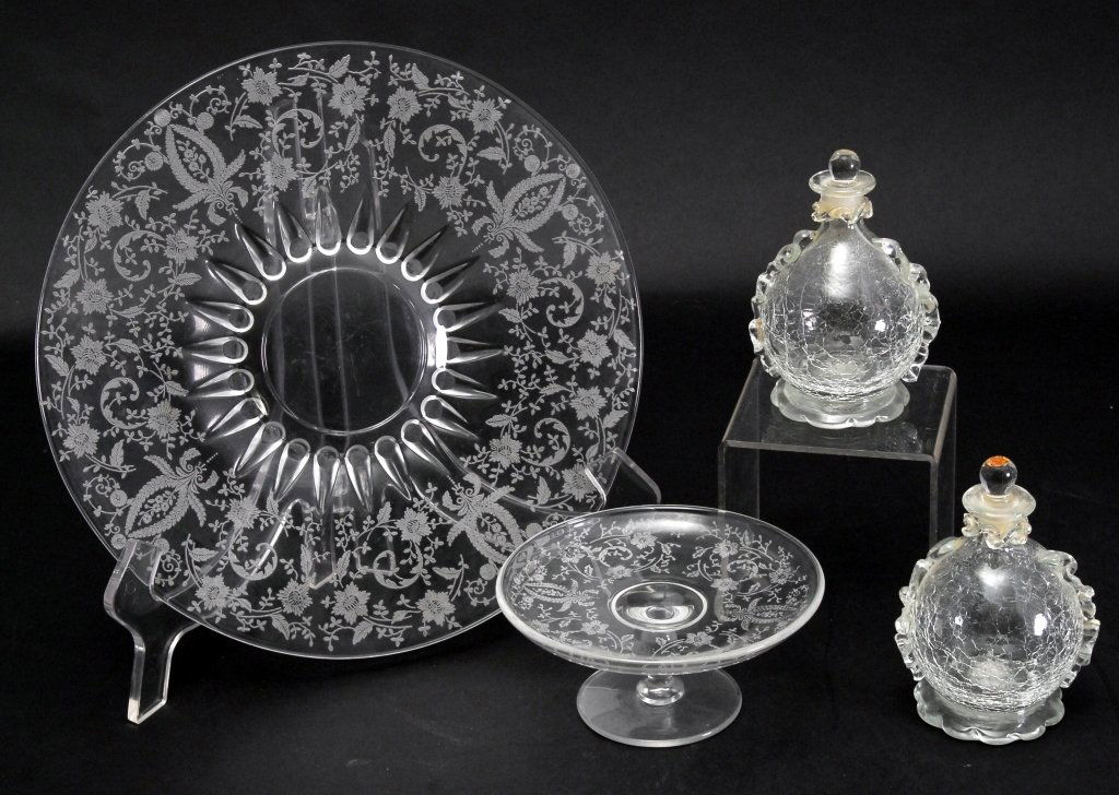 Two Etched & Two Crackle Serving Pieces (1 of 5)