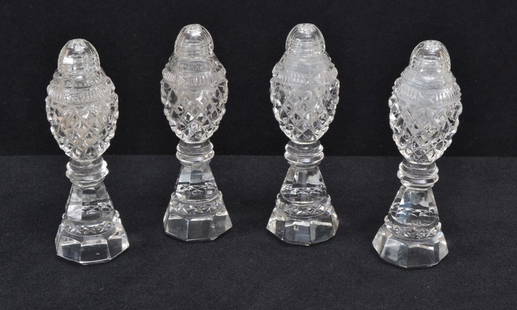 2 Pair Tall Cut Crystal Salt & Pepper Shakers: 6" tall.