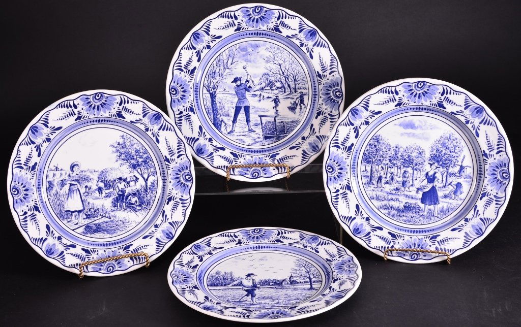 4 Blue & White Luneville Studio French Plates (1 of 5)