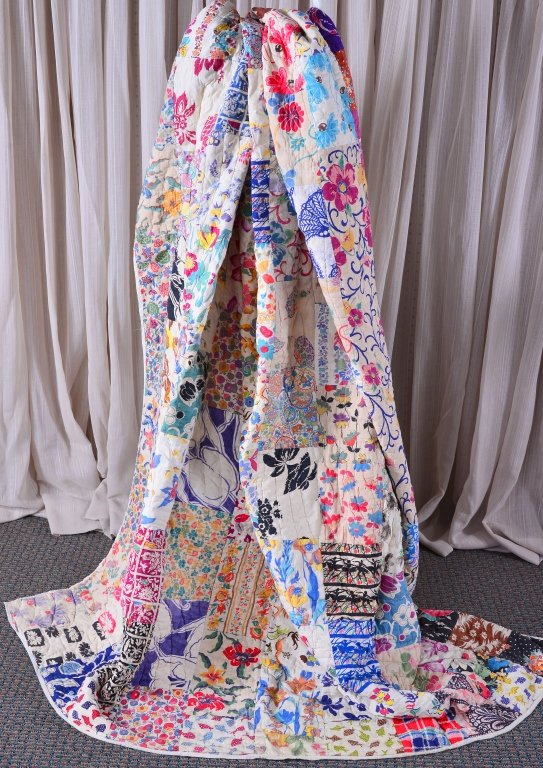 Vintage Colorful Handstitched Patchwork Quilt (1 of 6)