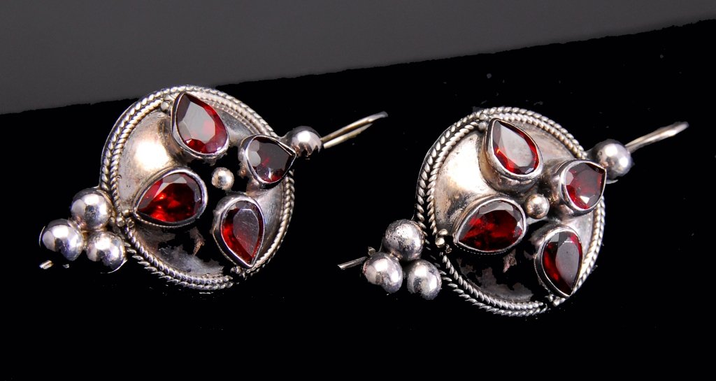 Sterling & Garnet Dangle Earrings (1 of 1)