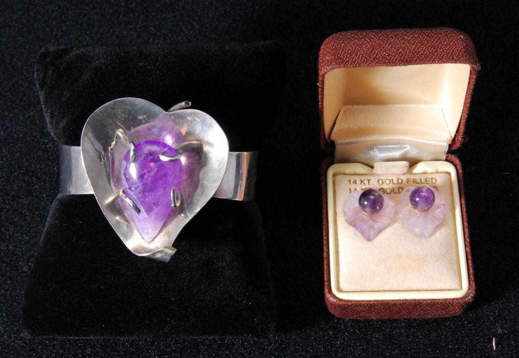 Sterling & Amethyst Bracelet and Amethyst Earrings (1 of 3)
