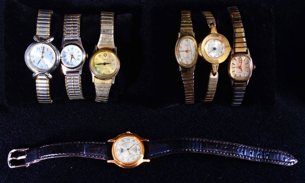 Twelve Ladies Watches: Inc. Timex, Anne Klein, Seiko, Pulsar, Cimeqa, Gucci. Estate watches.