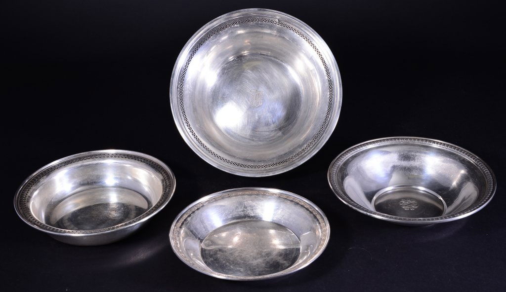 Four Sterling Bowls w/Decorative Borders (1 of 5)