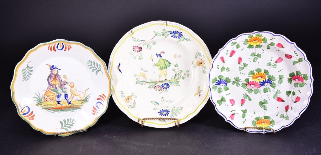 Three French Plates w/Figural or Floral Designs (1 of 4)