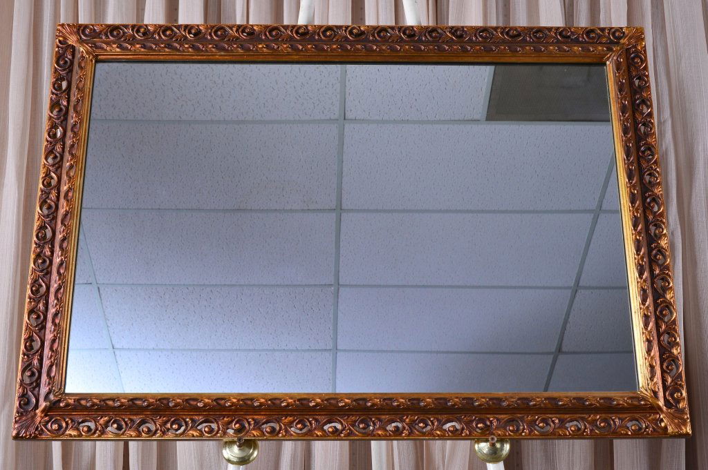 Ornate Burnished Gold Framed Mirror (1 of 2)