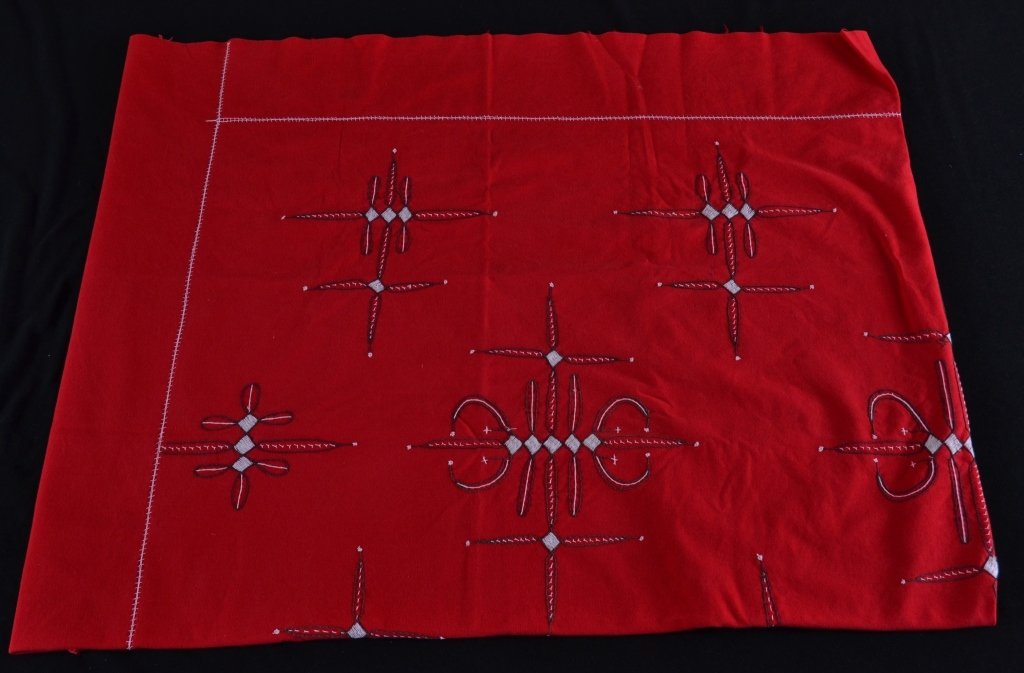 Vintage Red w/White Embroidery Tablecloth (1 of 2)
