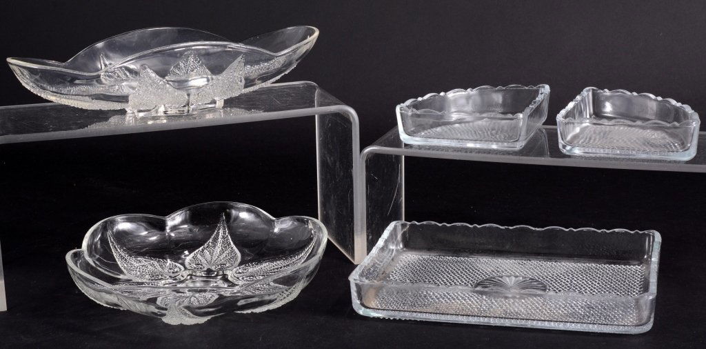 Vintage Pressed Beaded Glass Servers (1 of 2)