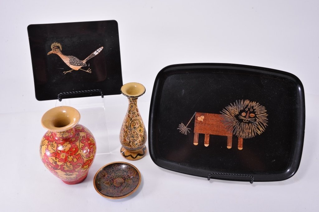 Ceramic Vases, Cloisonné Dish & Couroc Trays (1 of 1)