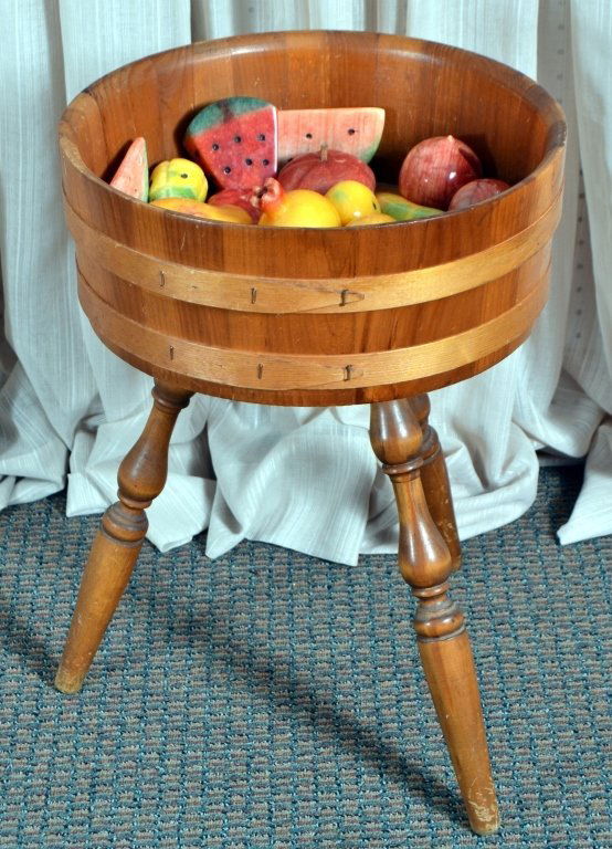 Banded Wooden Tripod w/ 20 Pieces Stone Fruit (1 of 2)