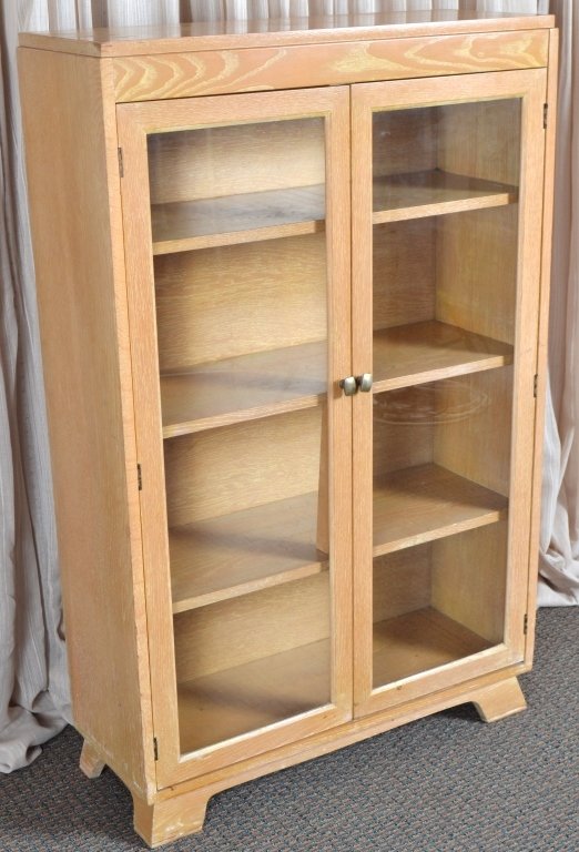 Vintage Blond Double Door Bookcase (1 of 2)