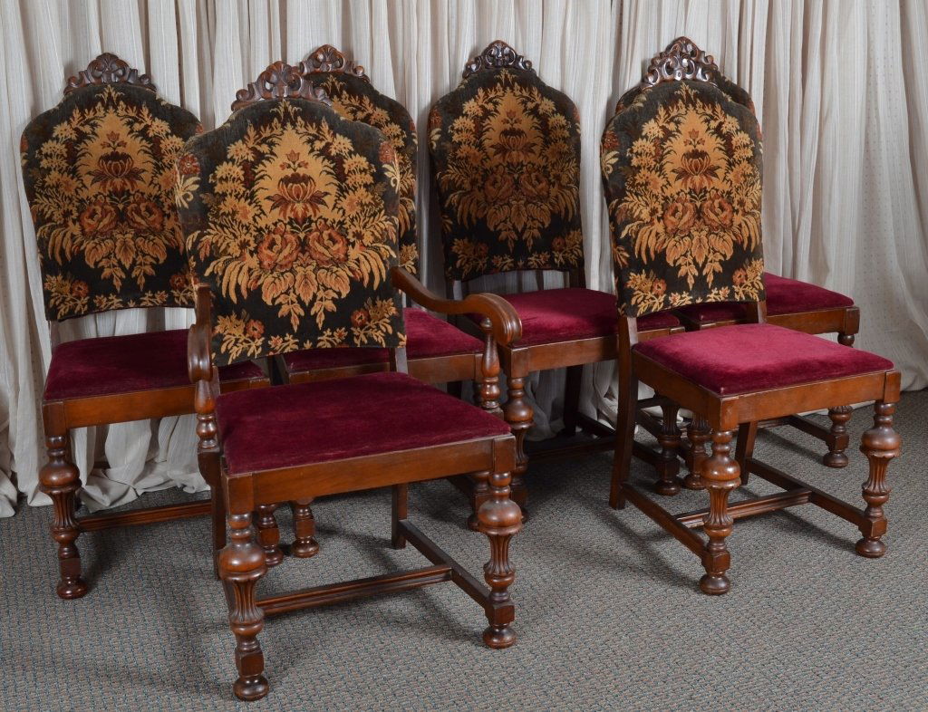 6 Vintage Dining Chairs - 1 Arm & 5 Side (1 of 2)