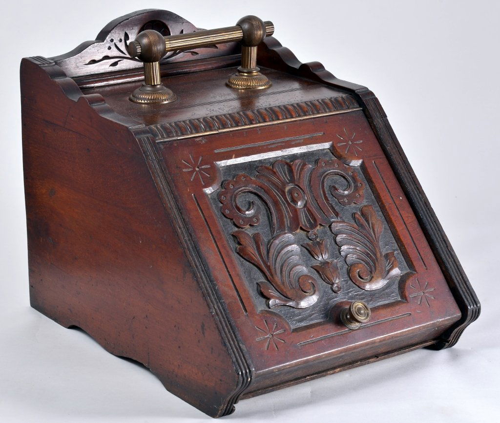 English Wood & Brass Vintage Coal Hod (1 of 3)