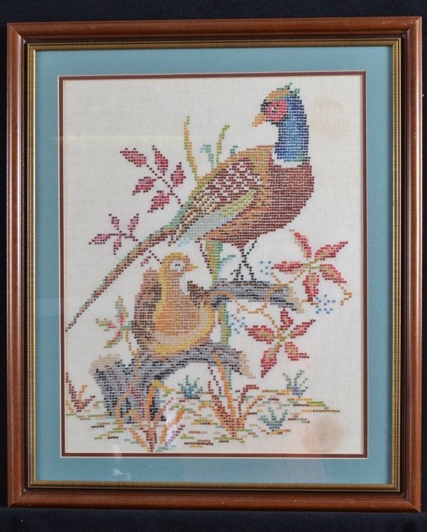 Vintage Framed Cross Stitch Birds (1 of 3)