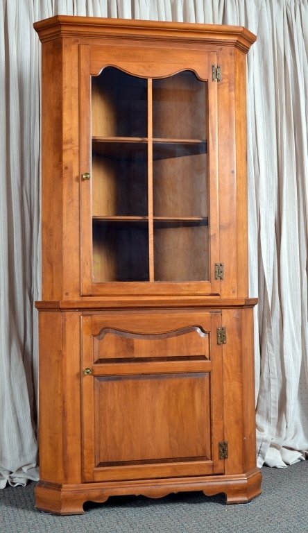 Solid Maple Corner Cabinet w/Glass Doors Over Door (1 of 2)