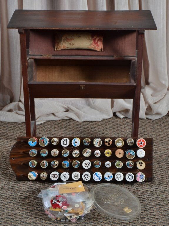 Vintage Sewing Stand w/Spool Rack w/Threads (1 of 4)