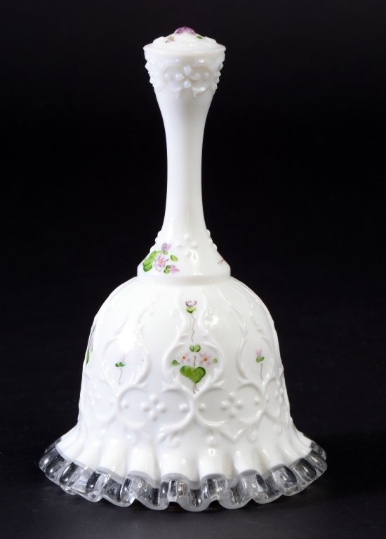 Handpainted/Signed Fenton Bell w/Silver Crest Edge (1 of 3)
