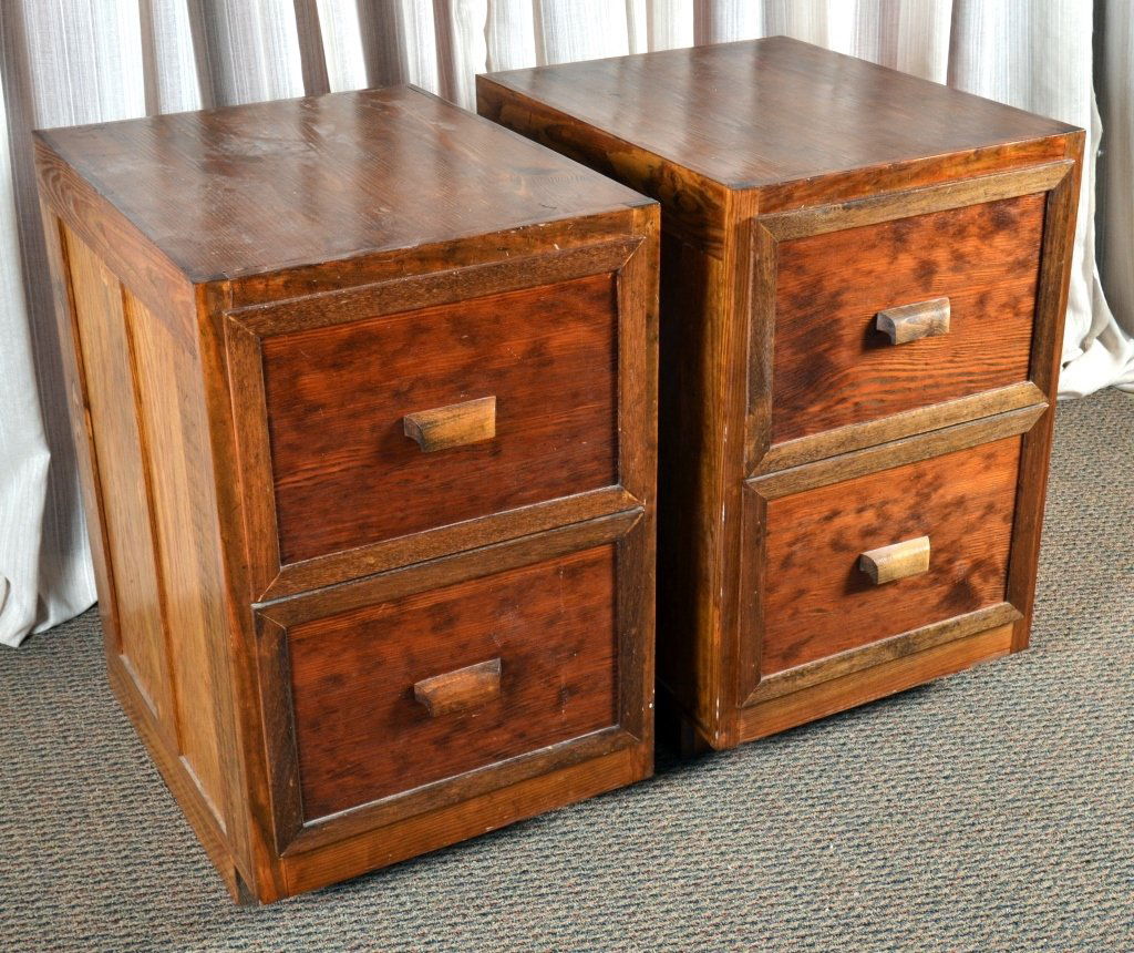Two 2-Drawer Wood Filing Cabinets (1 of 3)