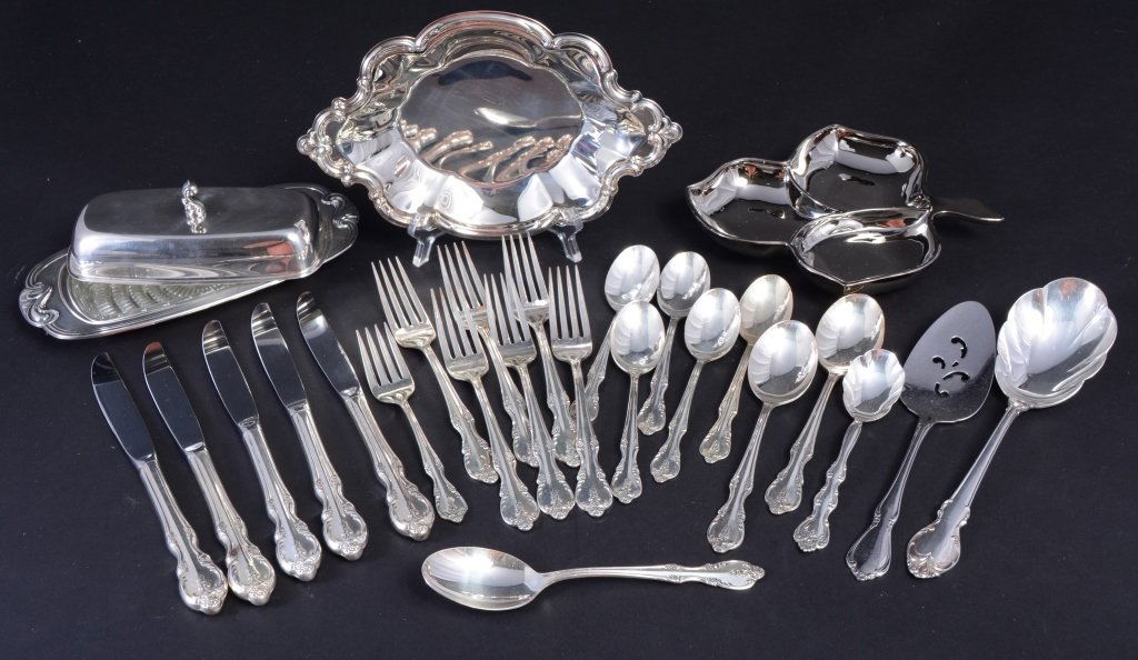 Silverplate Butter, Tray and Flatware (1 of 2)