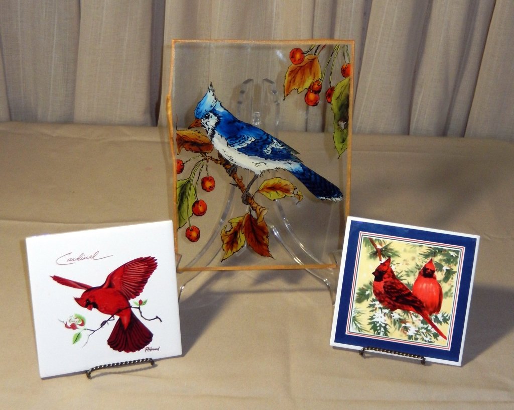 Vintage Bird Art Tiles & Painted Glass (1 of 3)