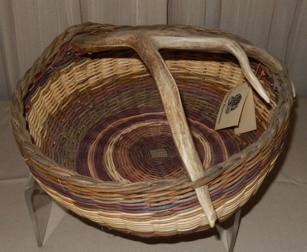 Handcrafted Basket w/Antler Shed Handle (1 of 4)