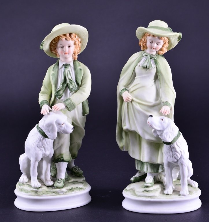 Andrea by Sadek Ceramic Boy & Girl w/Dogs (1 of 3)