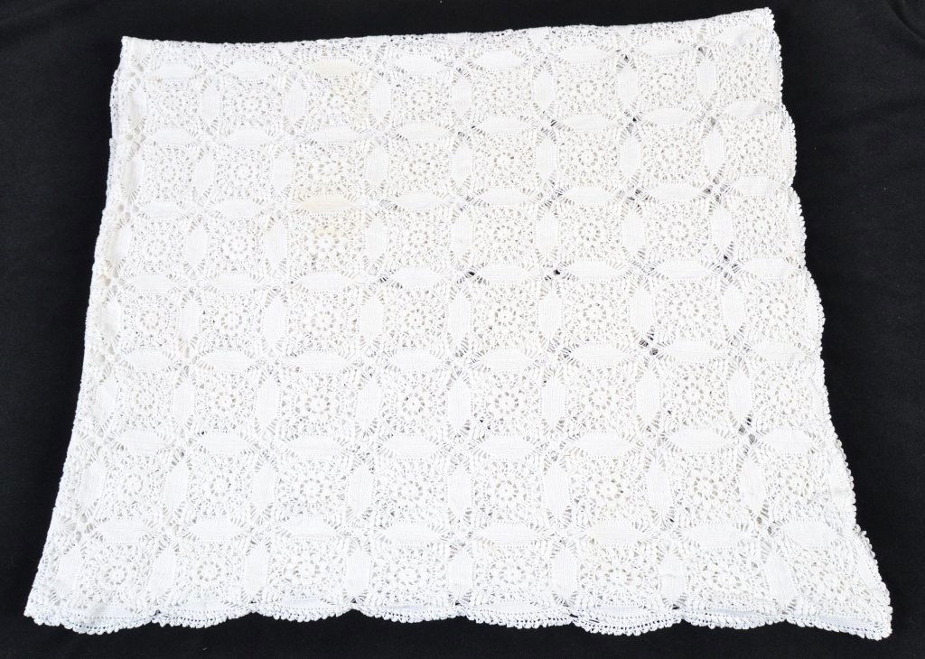 Vintage White Crocheted Tablecloth (1 of 3)